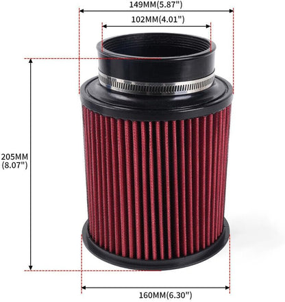 ya 13 9.15 baidi Red 4 102mm High Flow Inlet Round Dry Air Filter Cold Air Intake Replacement