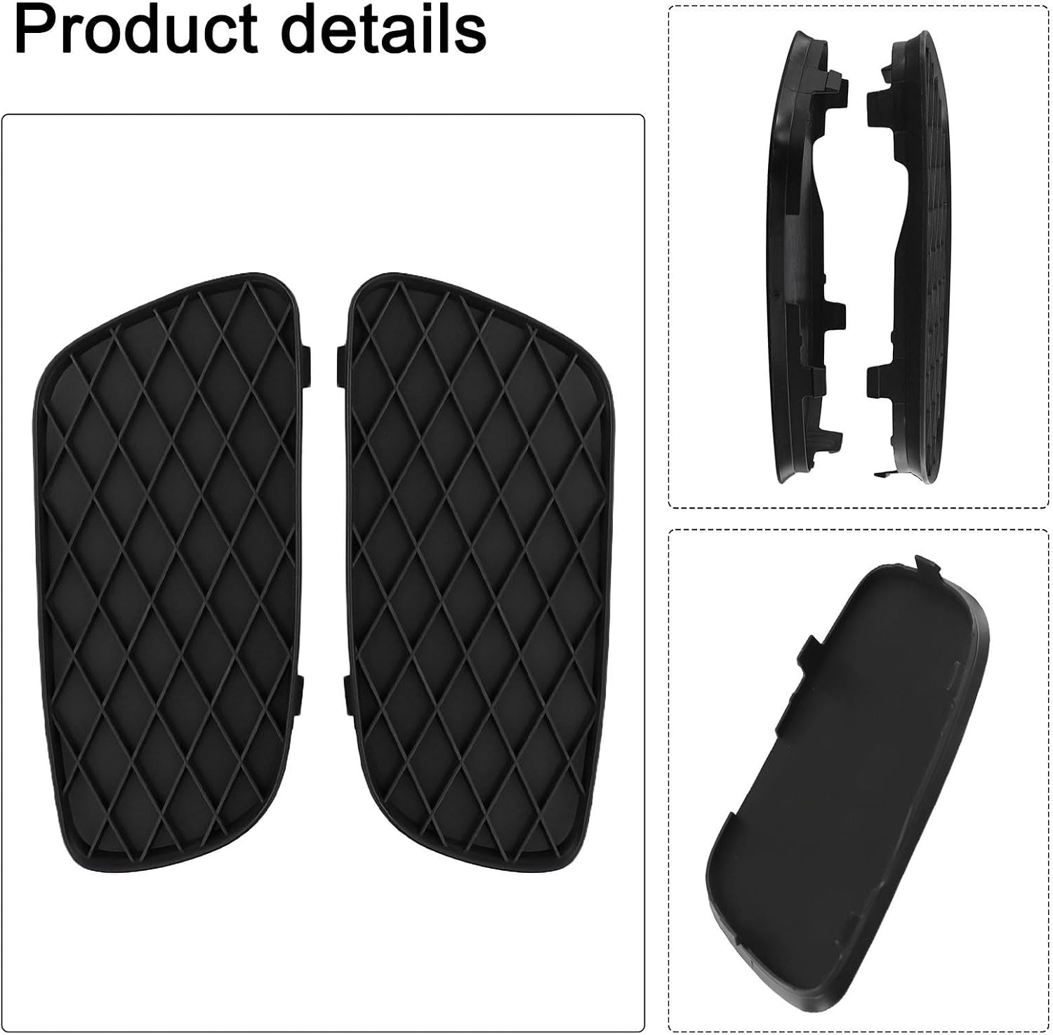 ya 6 8.24 baidi 1Pair Front Lower Bumper Grille Fog Lamp Cover for for Smart for Fortwo 451 08-12