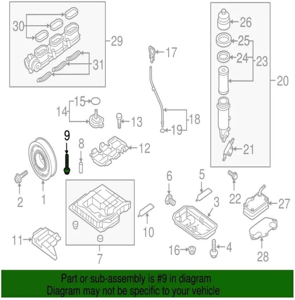 ya 5 8.24 baidi N90851702 Upper Oil Pan Bolt for Audi
