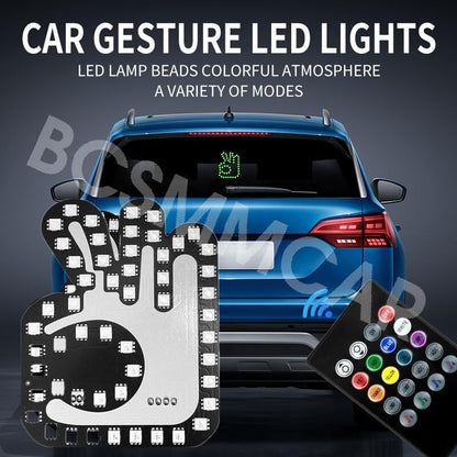 ya 6 8.24 baidi Finger Gesture Light LED Car Back Window Sign Hand Light with Remote Control