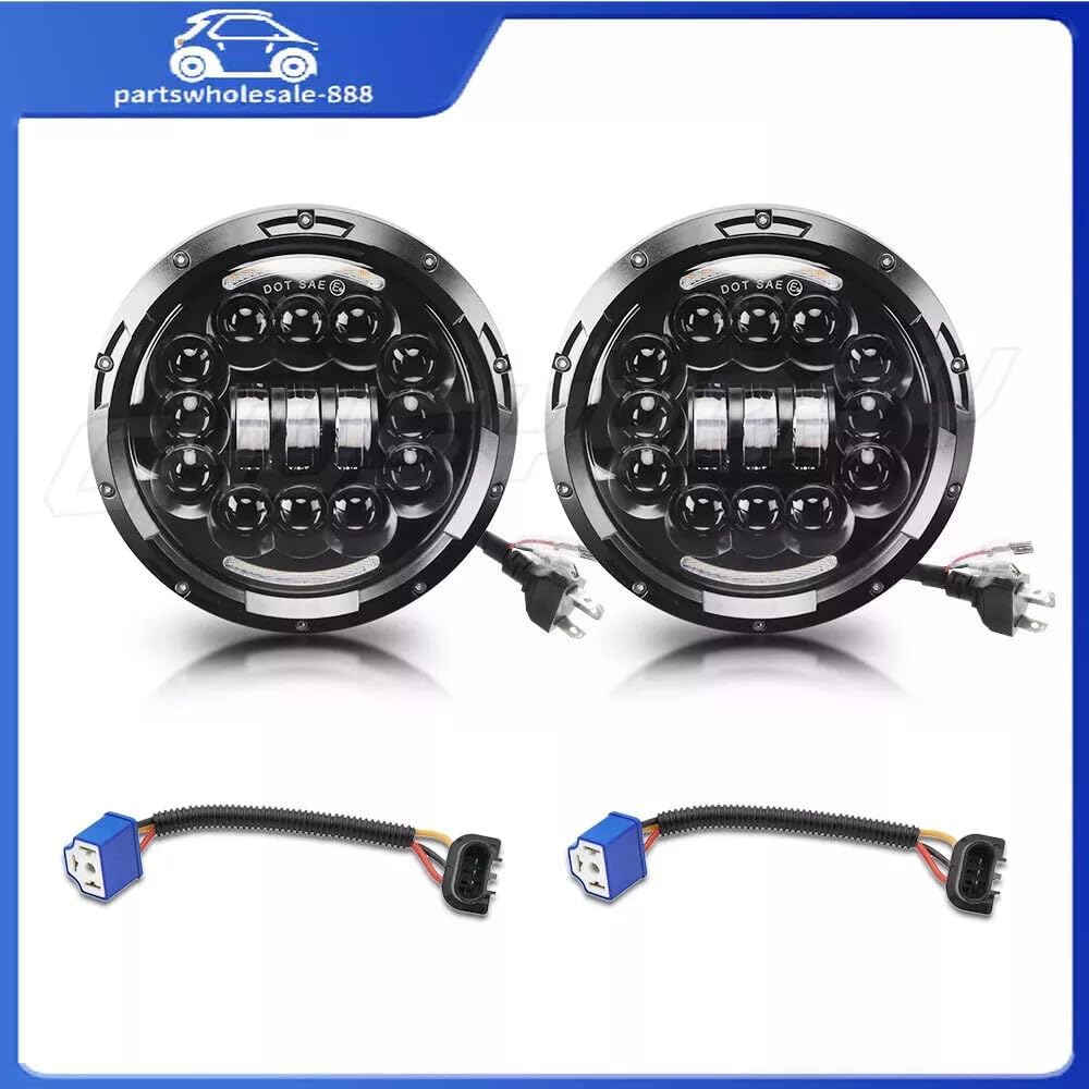 ya 4 8.14 One pair fits for Jeep Patriot 2008-2015 7 inch Round LED Headlights LED Halo Corner Eyes 