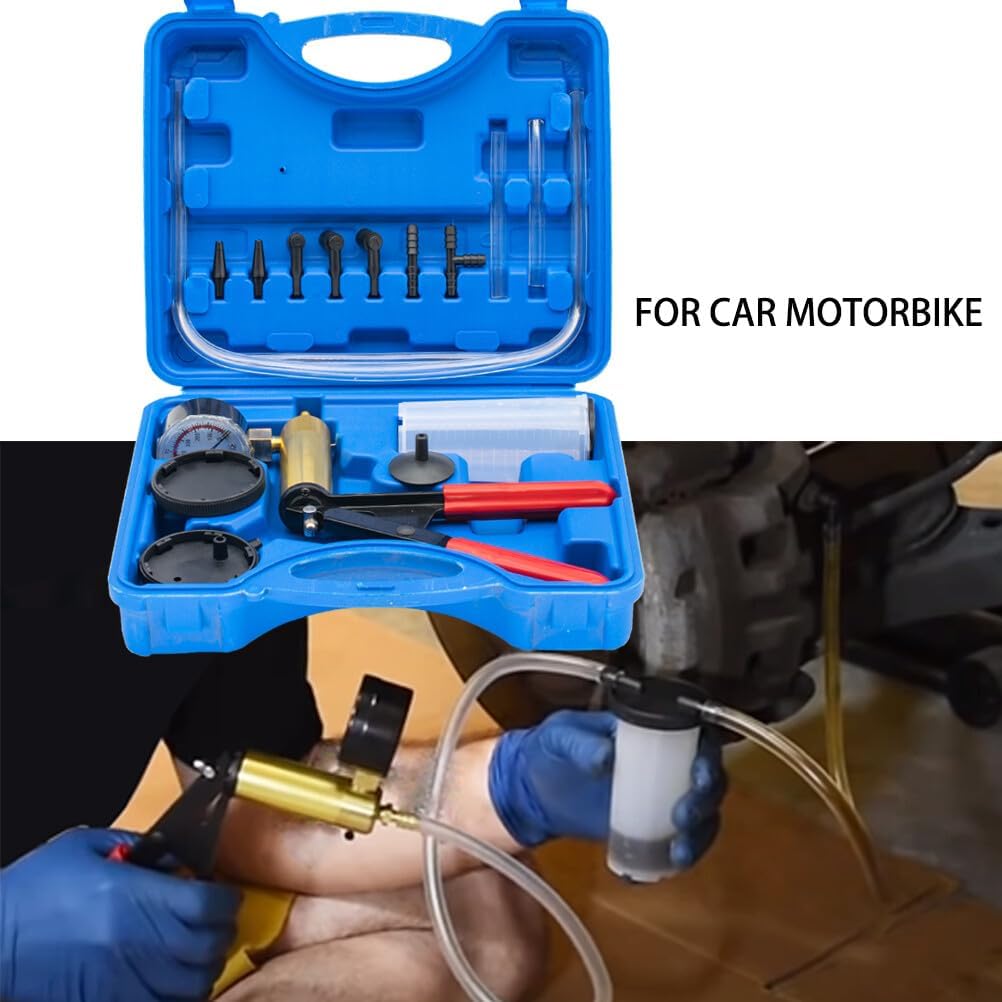 ya 4 8.14 Car Hand Held Vacuum Pressure Pump Tester Set Brake Fluid Bleeder Bleeding