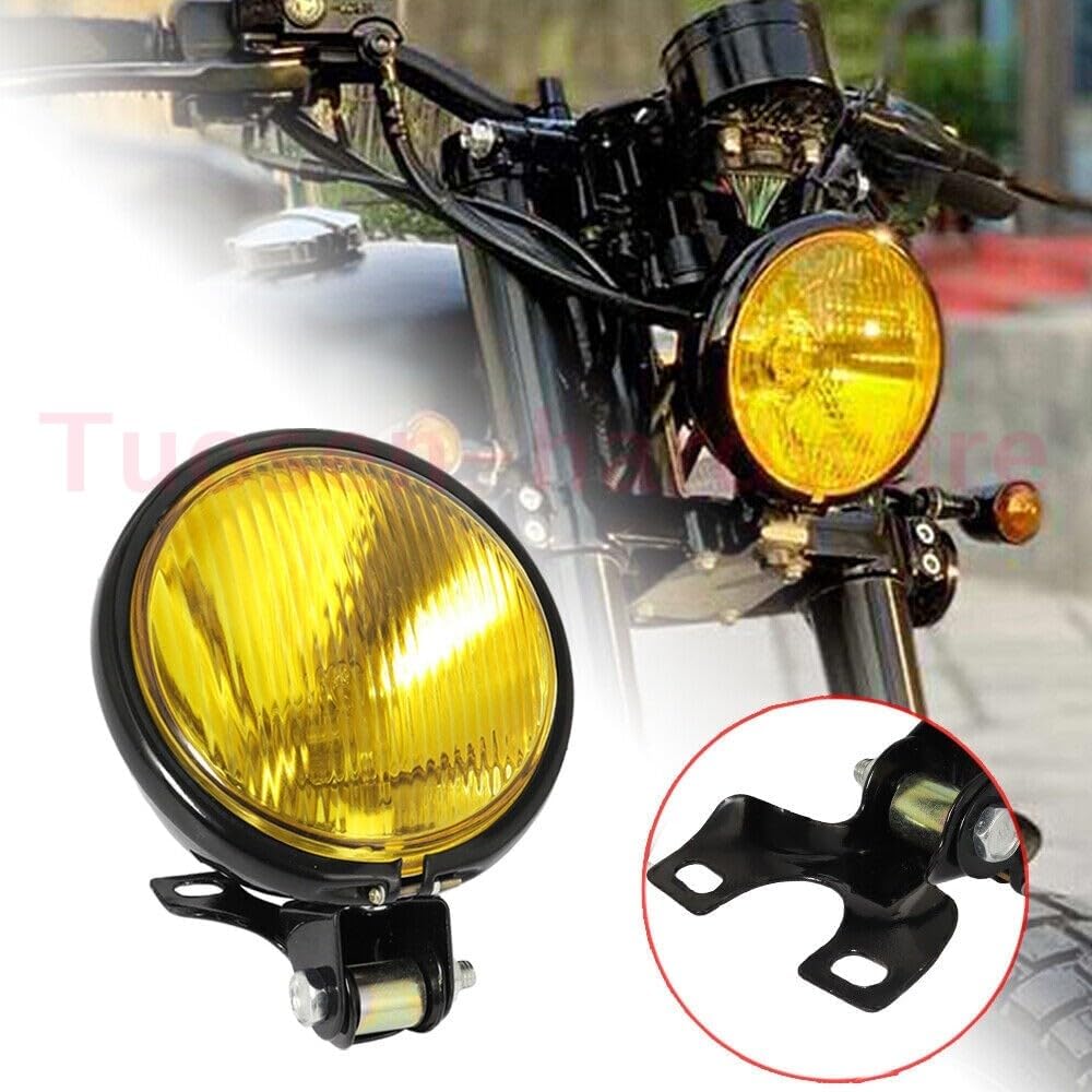 ya 4 8.24 baidi for Harley Chopper Bobber Cafe Racer Black Amber Motorcycle Headlight Headlamp
