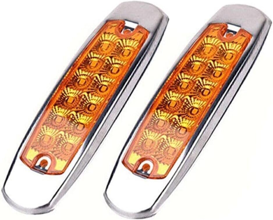 ya 4 8.8 2x 12LED Sealed Side Marker Clearance Light Fish Shape Trailer Lamp Yellow Amber