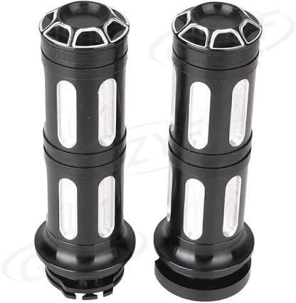 ya 6 8.14 2X CNC 1 Handlebar Hand Grips Fit Harley Touring Road Street Glide 1996-2007