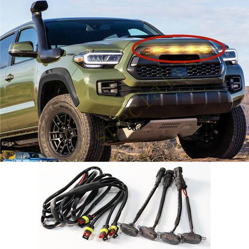 ya 7 8.24 baidi 4pcs for Toyota Tacoma 2016-2021 Front Grille LED Light Raptor Style Grill Smoky