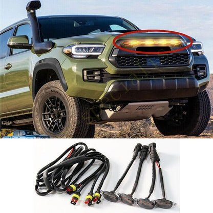 ya 7 8.24 baidi 4pcs for Toyota Tacoma 2016-2021 Front Grille LED Light Raptor Style Grill Smoky