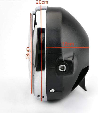 ya 4 8.14 7 Inch Black Headlight and Barrel Complete Motorcycle for Honda Cafe Racer Bobber Custom 