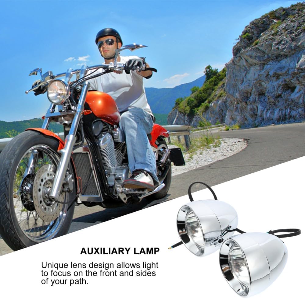 ya 6 8.24 baidi 2 Pcs Retro Bullet Fog Light Auxiliary Driving Motorcycle Headlight