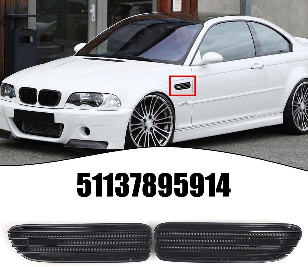 ya 2 8.15 Glossy Black Side Grill Fender Vent Grille for for BMW E46 For M3 2001-2006