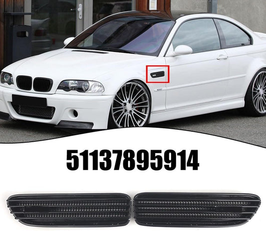 ya 2 8.15 Glossy Black Side Grill Fender Vent Grille for for BMW E46 For M3 2001-2006