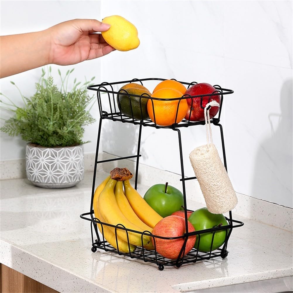 ya 26 10.21 baidi Multi Functional 2 Tier Fruit and Vegetable Basket for Kitchen Counters