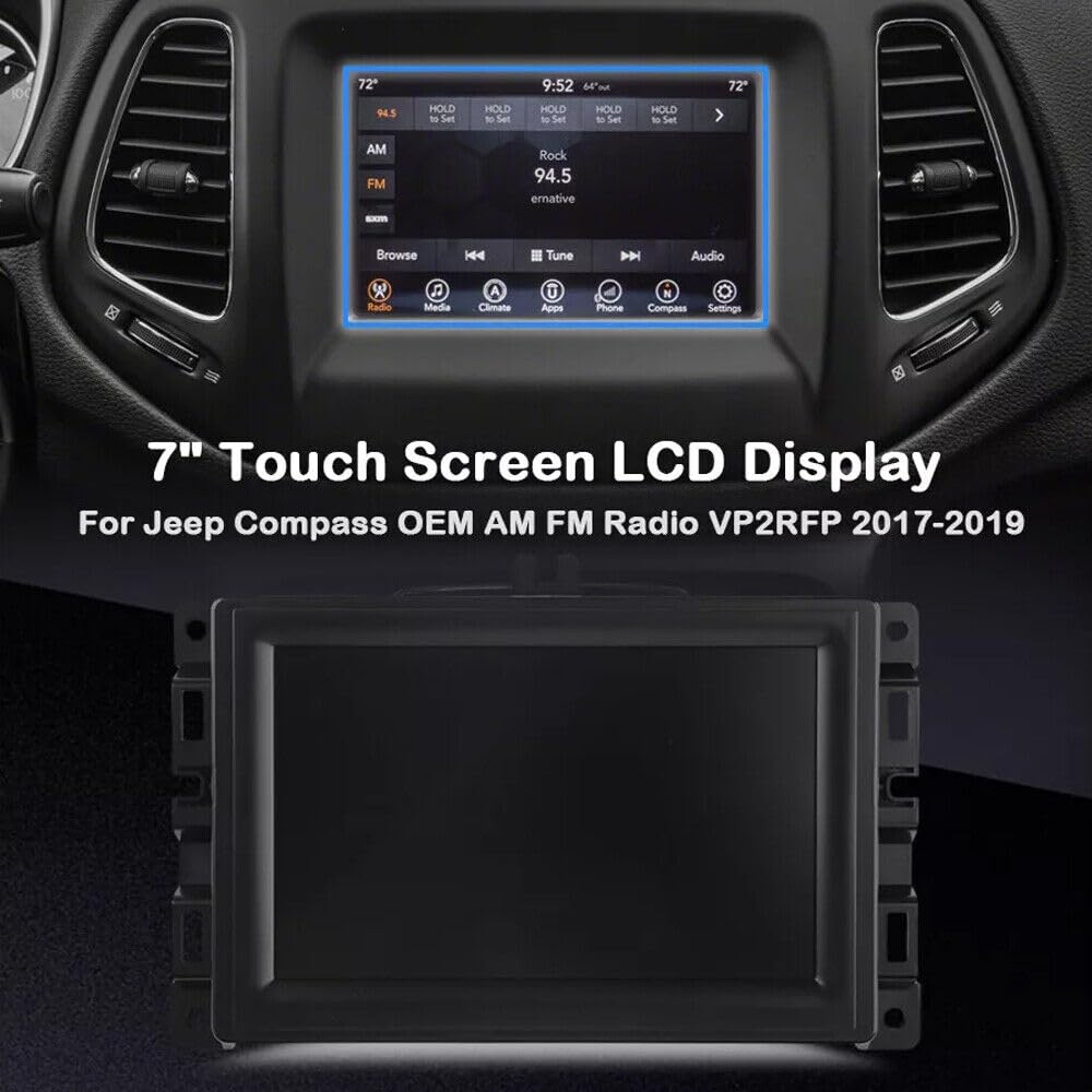 ya 6 8.24 baidi Display Touch Screen 7 Inch LCD Screen for 2017-2020 for Jeep Compass Radio Navigation Replacement 