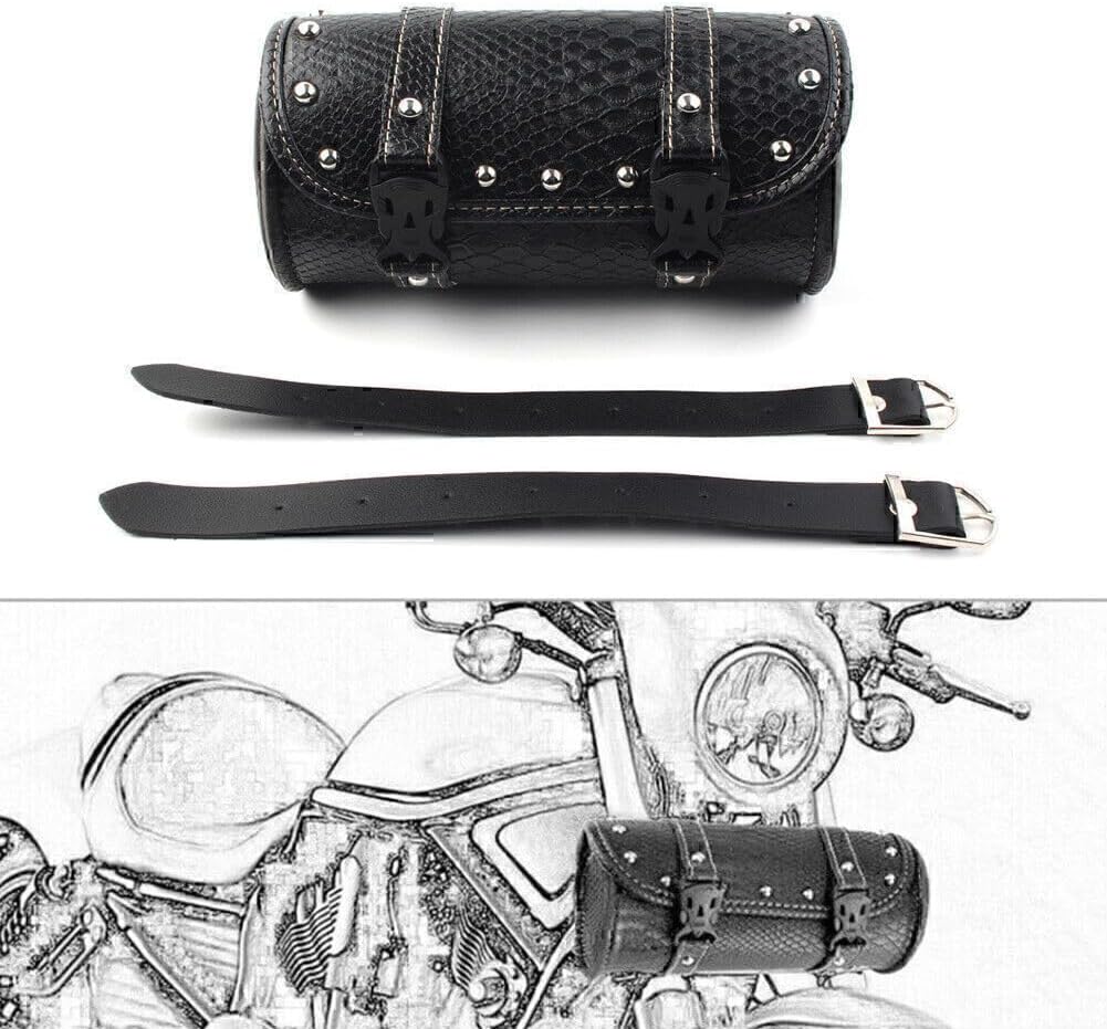 ya 11 9.14 baidiTool Bag Fork Handlebar Saddlebag Roll Barrel Pouch Universal Leather Motorcycle
