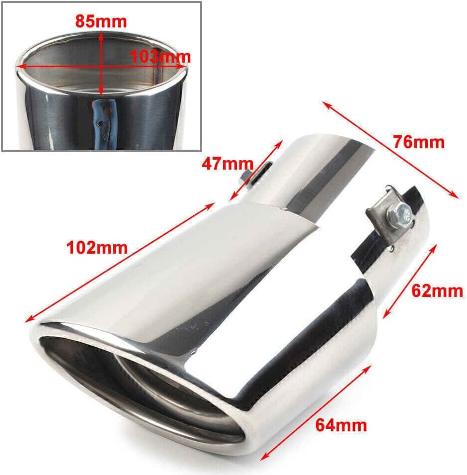 ya 6 8.14 Car Stainless Steel Rear Pipe Tail Muffler Tip Round Accessories Bent