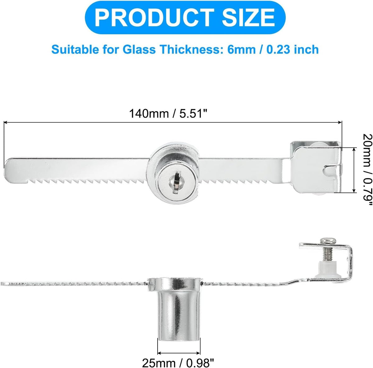 ya 26 10.21 baidi Sliding Glass Cabinet Lock, 4Pcs Chrome Finish Ratchet Lock No Drill, Silver