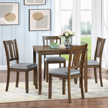 ya 28 10.13 baidi 5-Piece Walnut Wooden Dining Set - 4 Chairs, 4-Person Table for Living Room