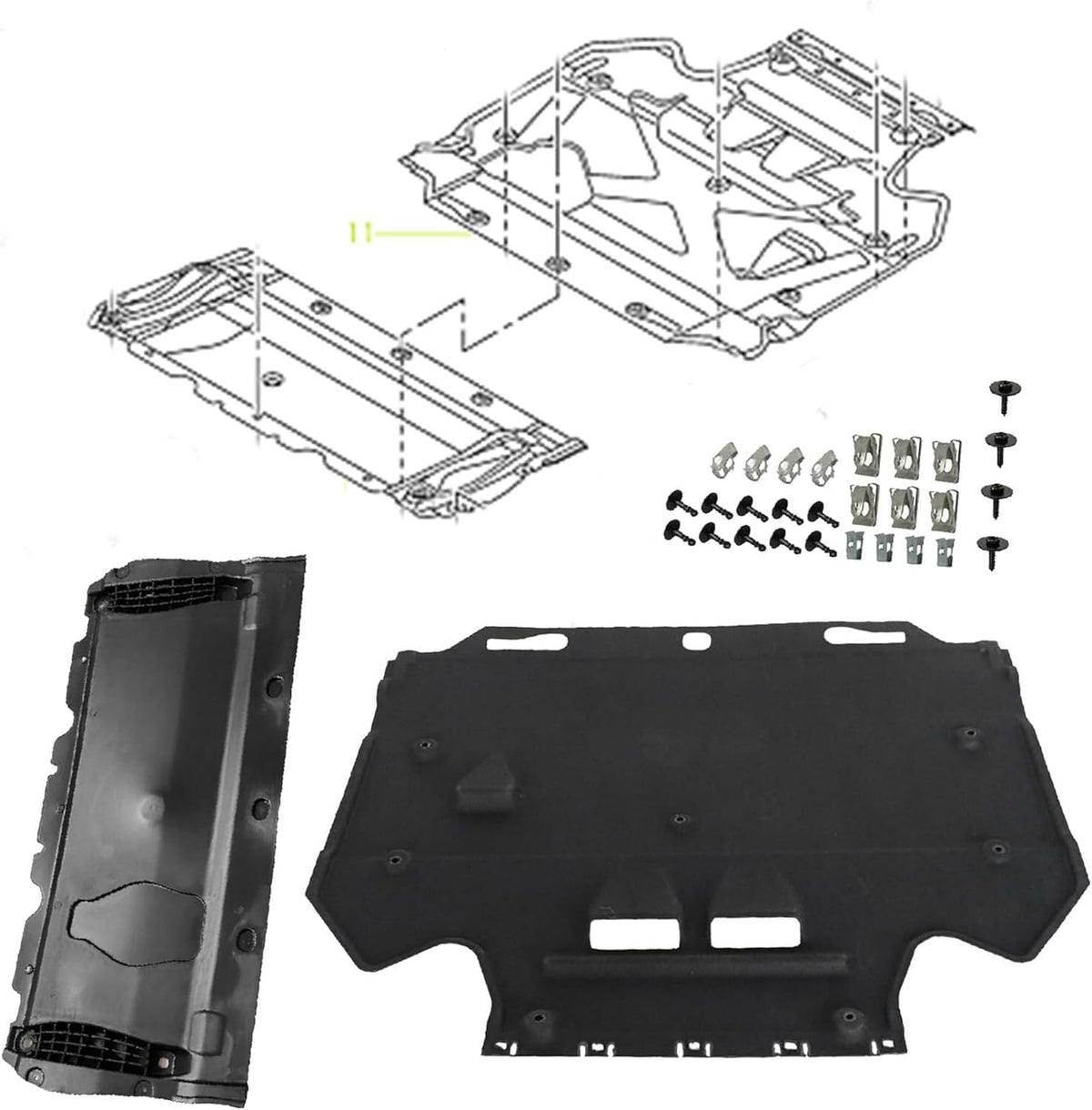 ya 28 10.13 zhengce for Audi A6 (4G/C7) A7 (4G) 2011-18 Radiator Support Cover+Splash Guards+Cl