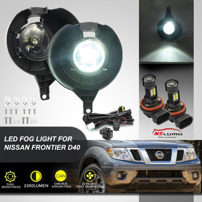 ya 4 8.10 LED Fog Light Driving Light Kit + Wiring Harness for 2005-2020 for Nissan Frontier D40 