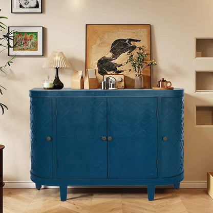 ya 28 10.13 baidi For Living Room 47''Oval Storage Cabinet - 4/Sliding Doors, Fluted Accent,