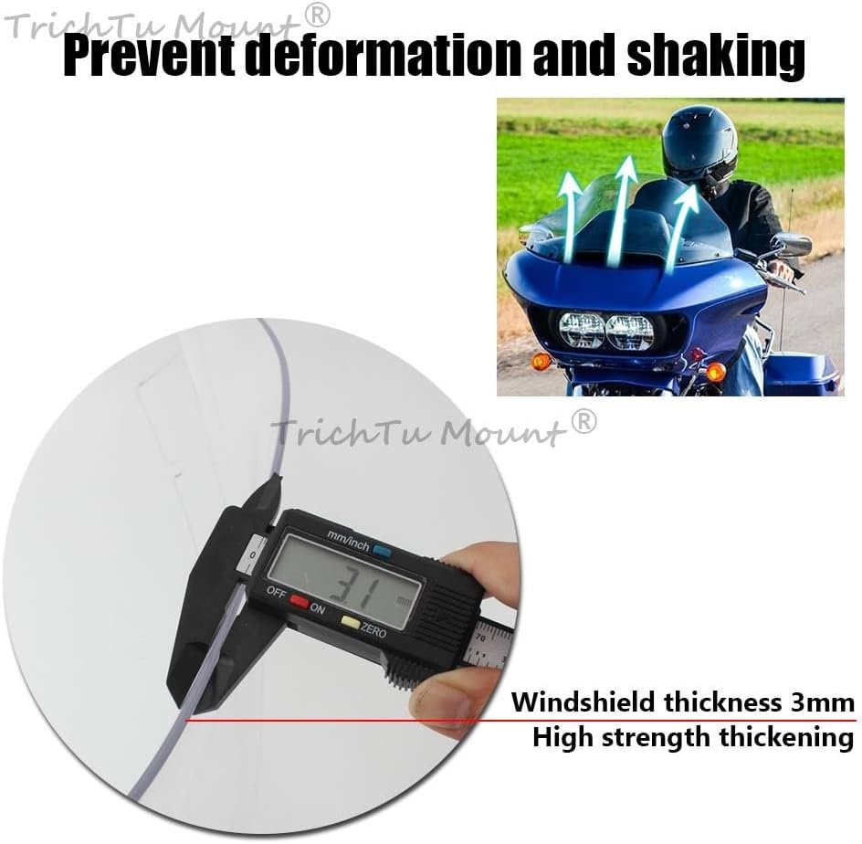 ya 23 10.7 baidi Clear 13 Wave Windshield Windscreen Fit for Harley Road Glide 3 FLTRT 2015-2025