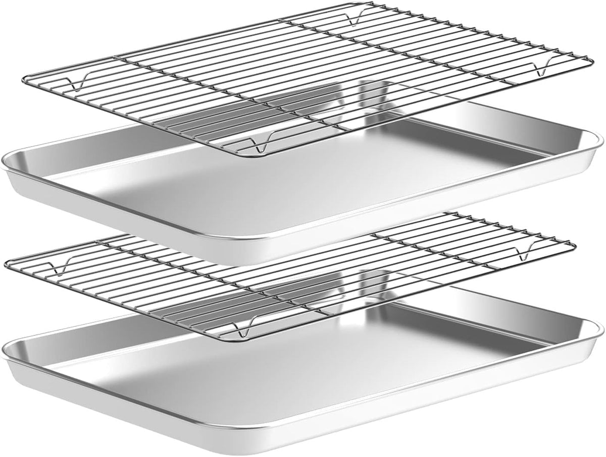 ya 26 10.21 baidi Baking tray and lugga rack set dimensions: 12 x 10 x 1 inch -