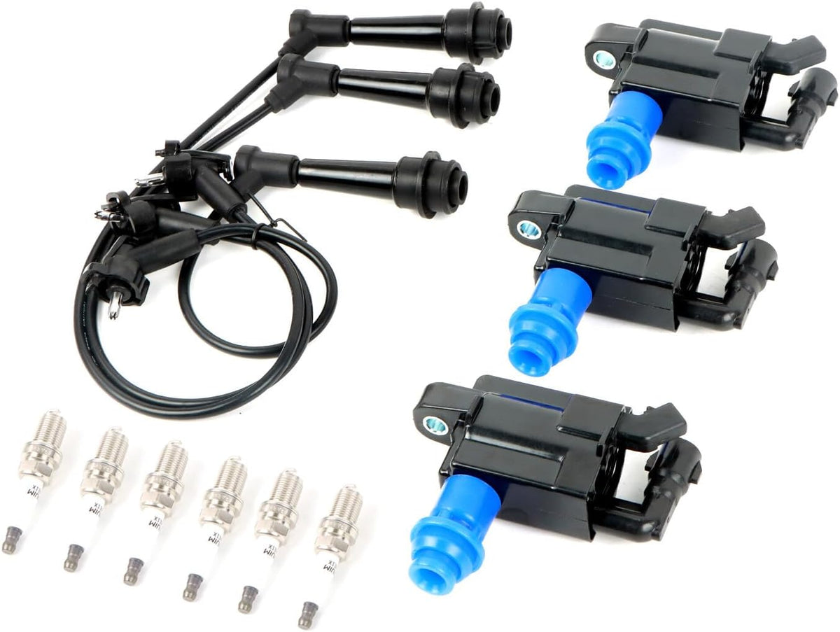 ya 9 10.24 3 Ignition Coil, Wireset & 6 Iridium Spark Plug for 01-05 for Lexus GS300 UF228
