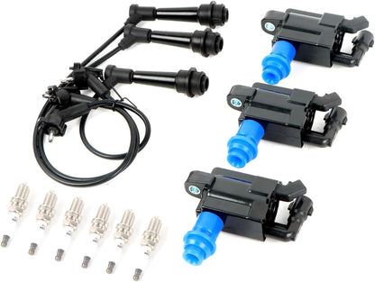 ya 9 10.24 3 Ignition Coil, Wireset & 6 Iridium Spark Plug for 01-05 for Lexus GS300 UF228