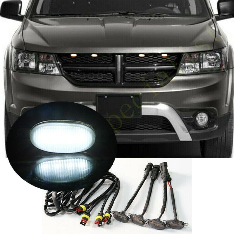 ya 3 8.24 baidi Smoke Front Grille White LED Lights Raptor Style DRL for Dodge Journey 2009-2020 