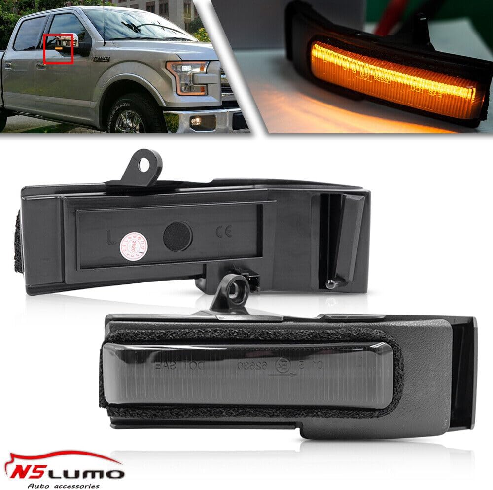 ya 7 8.24 baidi Smoked Amber LED Side Mirror Turn Signal Light for Ford F-150 Pickup Trucks 2015-2018 