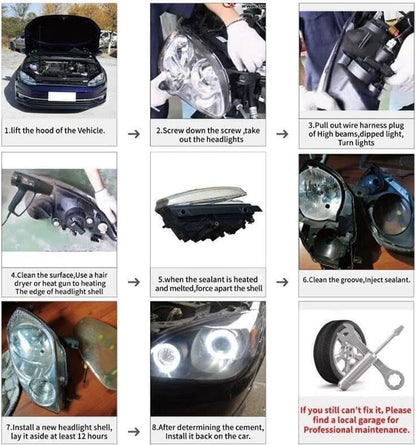ya 4 8.14 for Nissan Murano 09-2014 Left Front Transparent Headlight Lens Protector + Sealant 1x