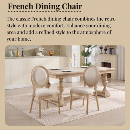 ya 28 10.13 baidi Dining Chairs Set of 2 - Upholstered Round Back, Beige, Disassemblable Stac