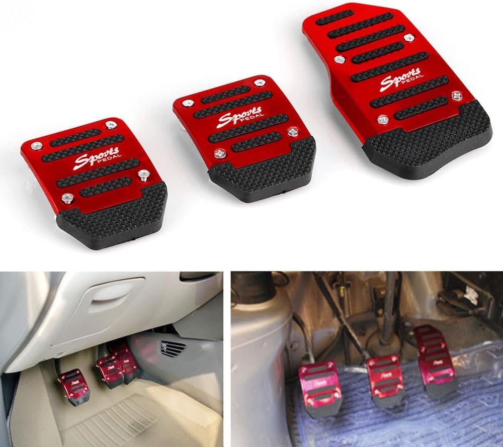 ya 11 9.14 baidiRed 3X Vehicle Accelerator Brake Foot Pedal Cover Pad Car Auto Transmissio
