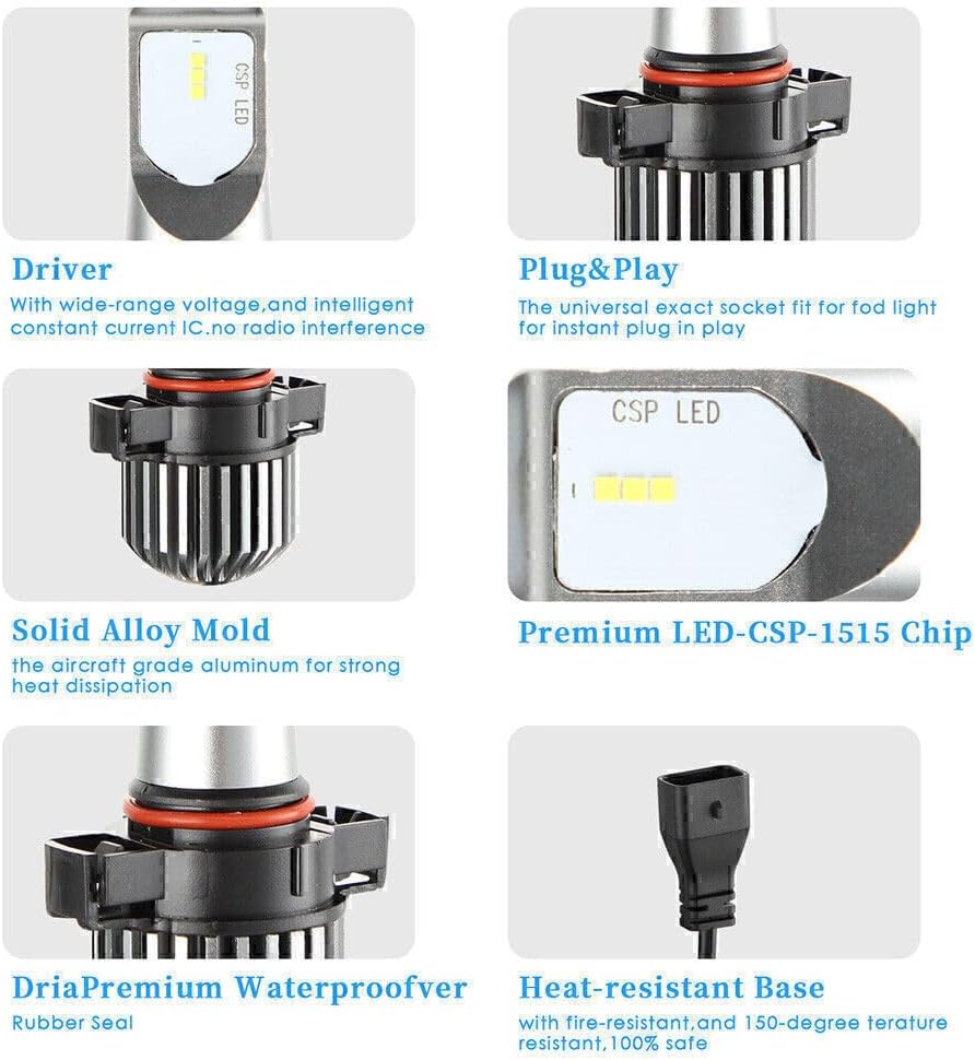 ya 3 8.24 baidi Xenon White PS24W H16 5202/5201 LED DRL Headlight Bulbs Fog Light 6000K