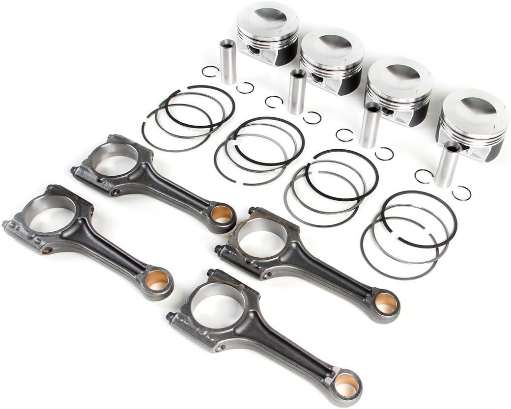 ya 11 9.14 baidiPiston Ring Kit& Connecting Rods 20MM Fit for VW for JETTA for Passat for Audi A4 A6