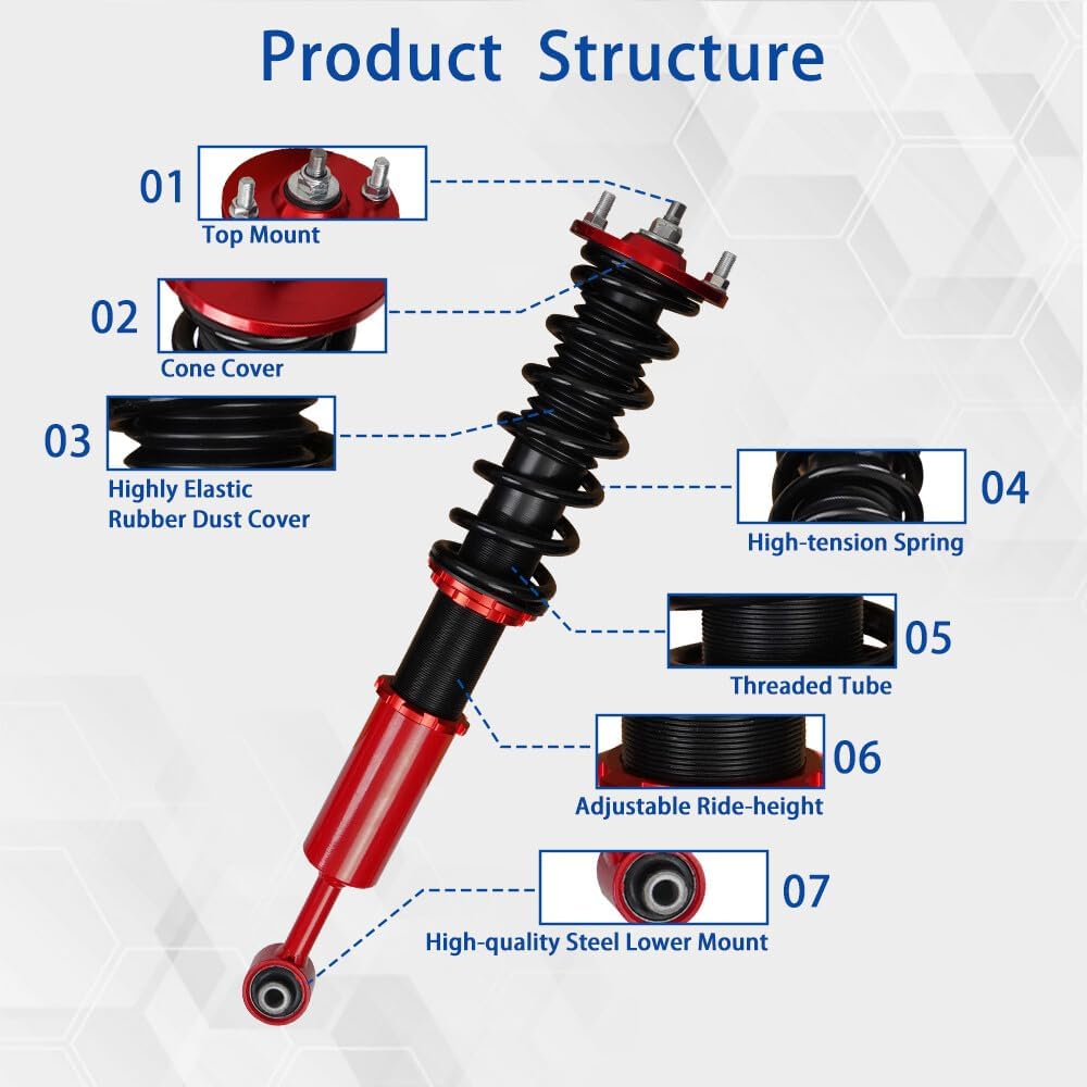 ya 10 9.16 baidi New Coilovers Suspension Kit for 03-08 for Honda for Accord Adjustable Struts Shocks