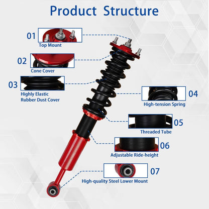 ya 10 9.16 baidi New Coilovers Suspension Kit for 03-08 for Honda for Accord Adjustable Struts Shocks