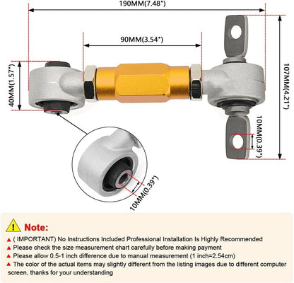 ya 13 9.15 baidi Gold Front Upper Rear Camber Arm + Control Rod Kit For EK for Honda for Civic 1996-2000