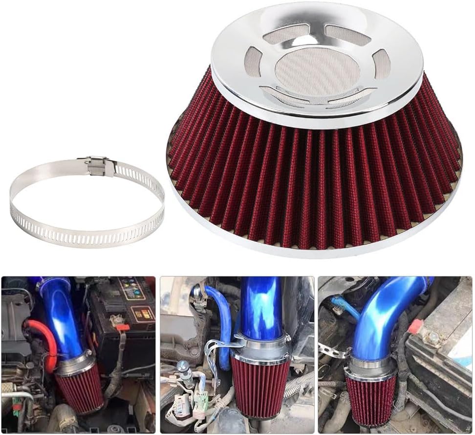 ya 13 9.15 baidi 3 76mm Mushroom Head High Flow Dry Air Filter Cold Air Intake Red Air Filter