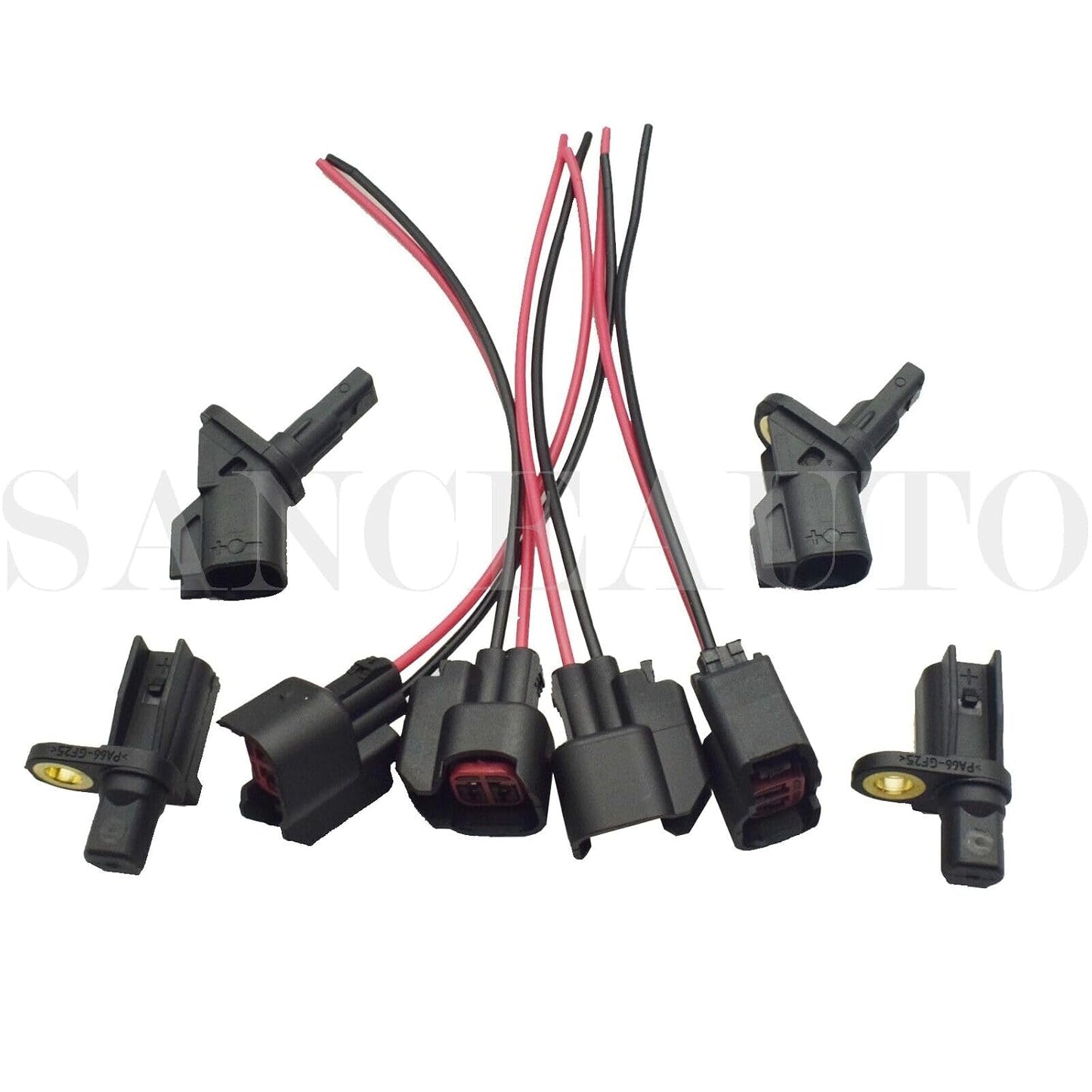 ya 2 8.15 4-Piece ABS Wheel Speed Sensor with Connector Front and Rear Suitable for Ford, for Jaguar, for Lincoln, Volvo