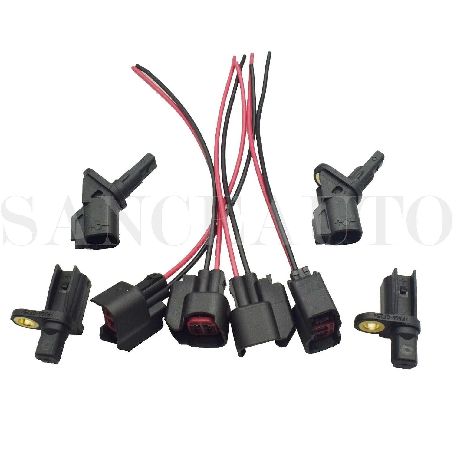 ya 2 8.15 4-Piece ABS Wheel Speed Sensor with Connector Front and Rear Suitable for Ford, for Jaguar, for Lincoln, Volvo