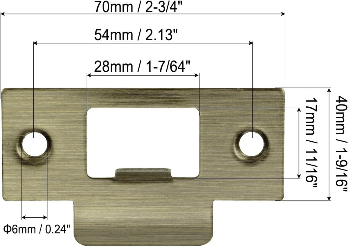 ya 26 10.21 baidi 2-3/4 Stainless T Strike Door Lock Strike Plate, Bronze 1 Pcs-2