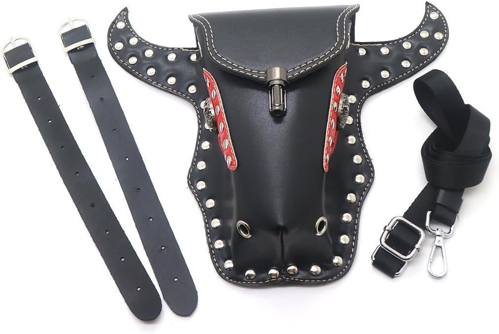 ya 11 9.14 baidiNew Universal Motorcycle Black PU Leather Handlebar Sissy Bar Saddlebag Tool Bag