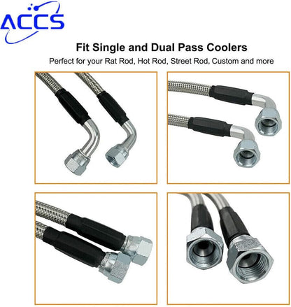 ya 10 9.16 baidi 52 Inch Long SS Braided Transmission Cooler Hose Fittings for TH350 700R4 TH400-