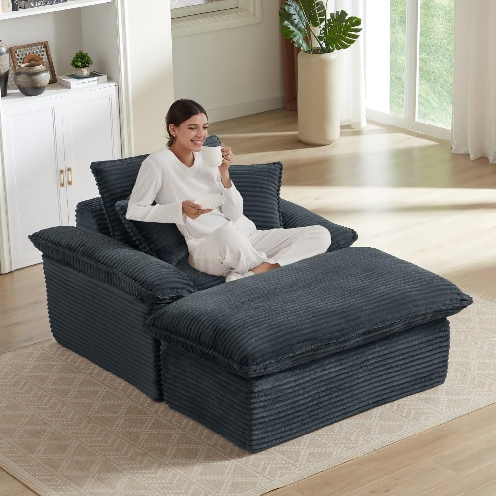 ya 28 10.13 baidi 51.97 Modern Dark Gray Single Seat Sofa ¨C Cushioned Compression, Footrest