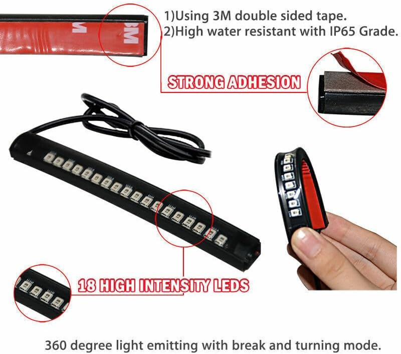 ya 23 10.7 baidi 2Pcs 18LED Flexible Amber/Red Motorcycle ATV Tail Brake Stop Turn Signal Lightsa