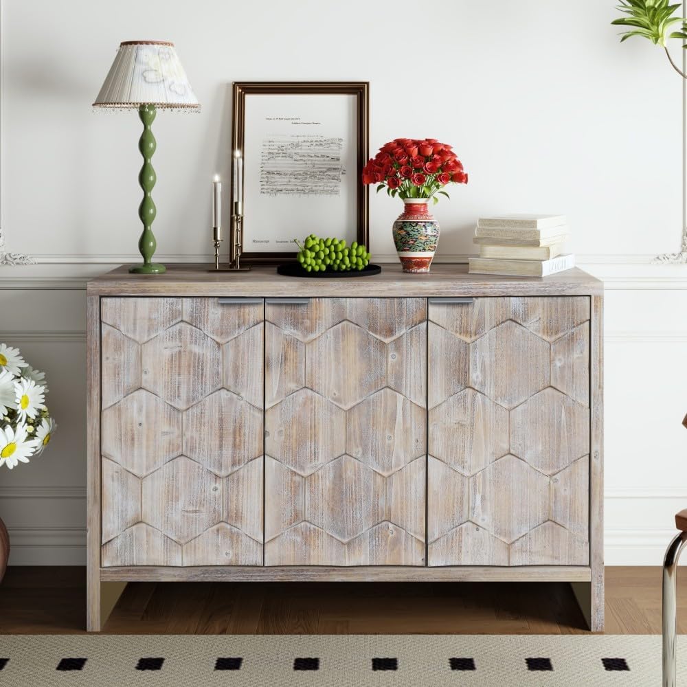 ya 28 10.13 baidi For Living Room Natural Wood Wash Farmhouse 3- Accent Cabinet Storage