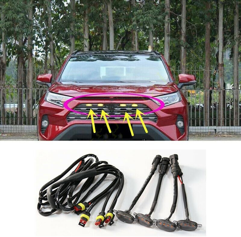 ya 7 8.24 baidi for Toyota RAV4 2016-2021 Front Grille LED Light Raptor Style Grill Smoky 4Pcs