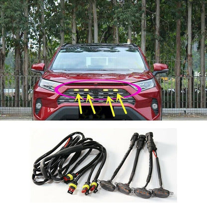 ya 7 8.24 baidi for Toyota RAV4 2016-2021 Front Grille LED Light Raptor Style Grill Smoky 4Pcs