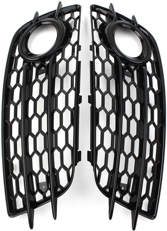 ya 14 9.20 zhengce Pair Honeycomb Front Bumper Fog Light Grille Cover for Audi A4 B8 S4 2008-2-1